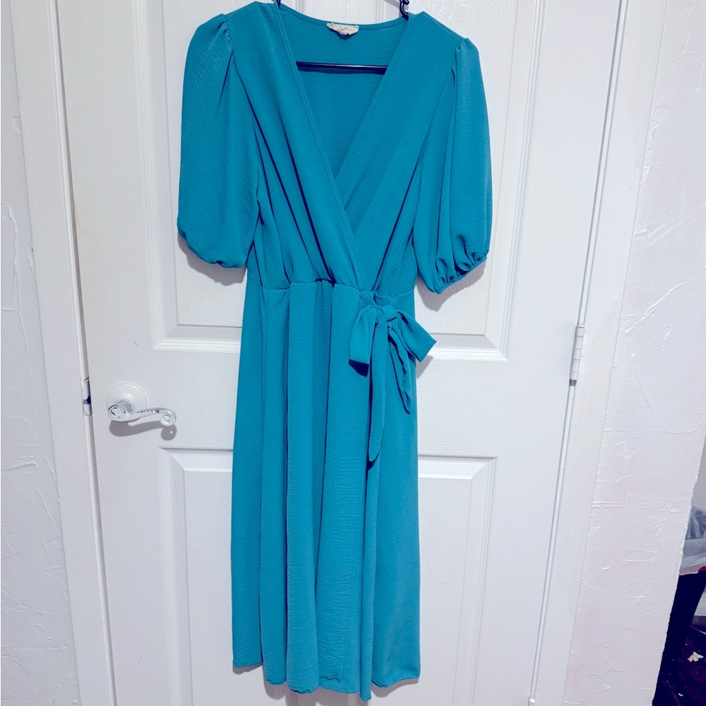 Gorgeous turquoise wrap dress See You Monday